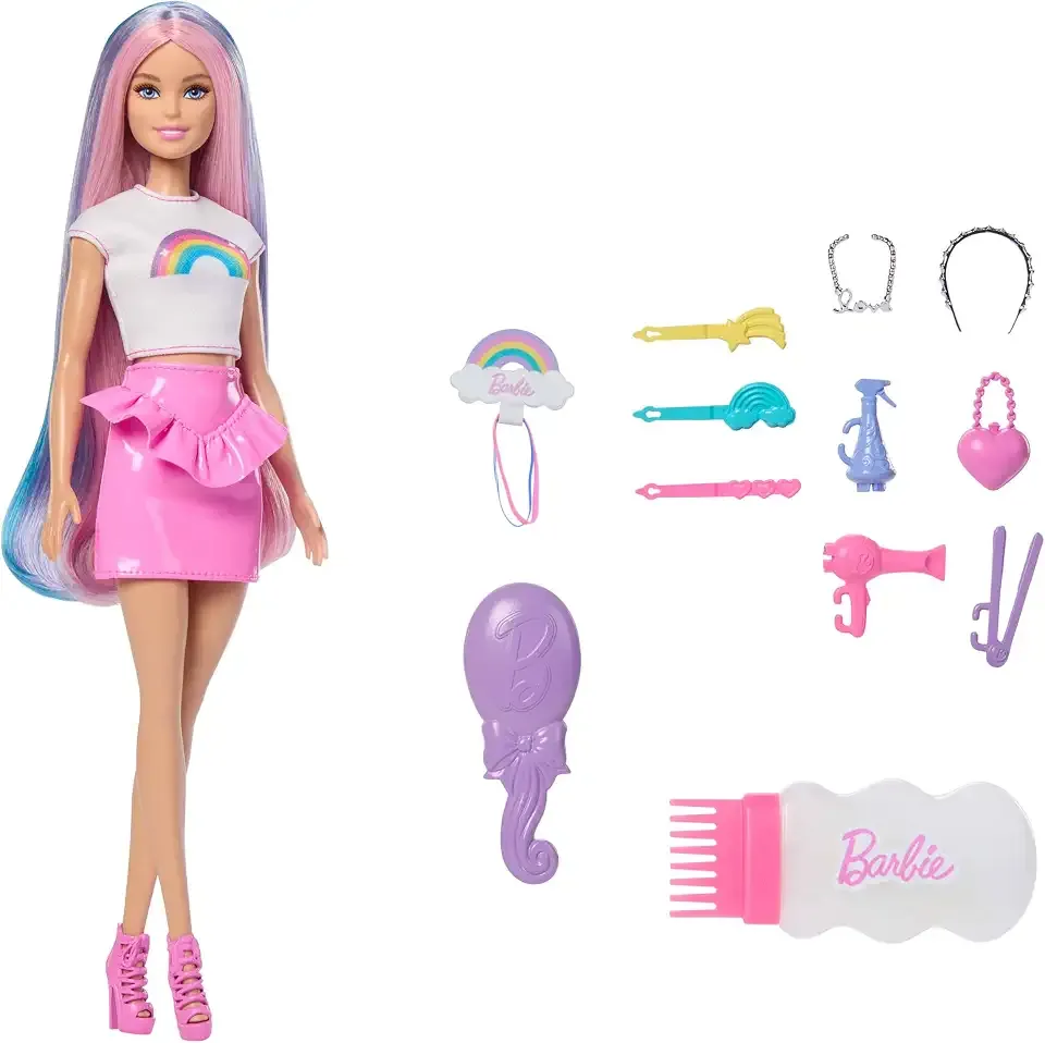 Rainbow Sparkle Hair Doll and Accessories