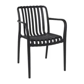 Stapelbare tuinstoel Lea met armleuning - zwart - 80x58x55 cm