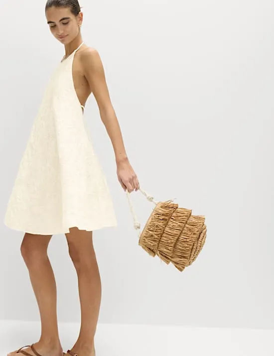 Mini-Strandkleid mit Paisley-Stickerei