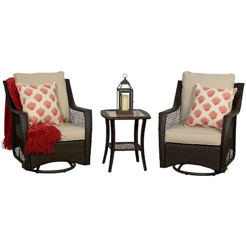Glendenning 3 Piece Patio All-Weather Wicker Swivel Bistro Set