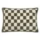 Coussin damier tufte polyester kaki 38x58cm