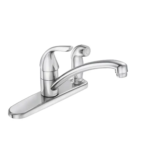 Adler Single-Handle Low Arc Standard Kitchen Faucet with Side Sprayer in Chrome