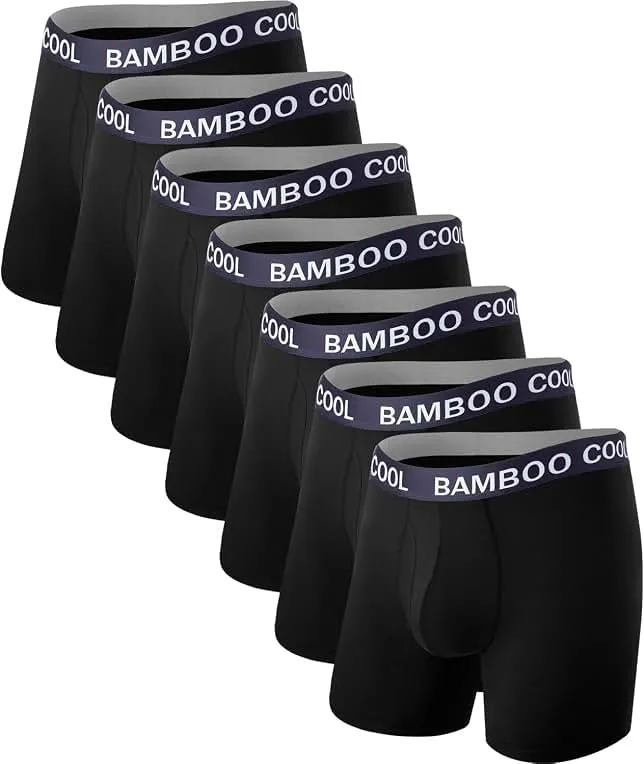 BAMBOO COOL Ultra Soft Mens Underwear Boxer Briefs Multi-pack | Viscose from Bamboo,No Ride Up,Cooler & More Breathable than Cotton,Lightweight & Anti-chafing,Daily Wear,Outdoor