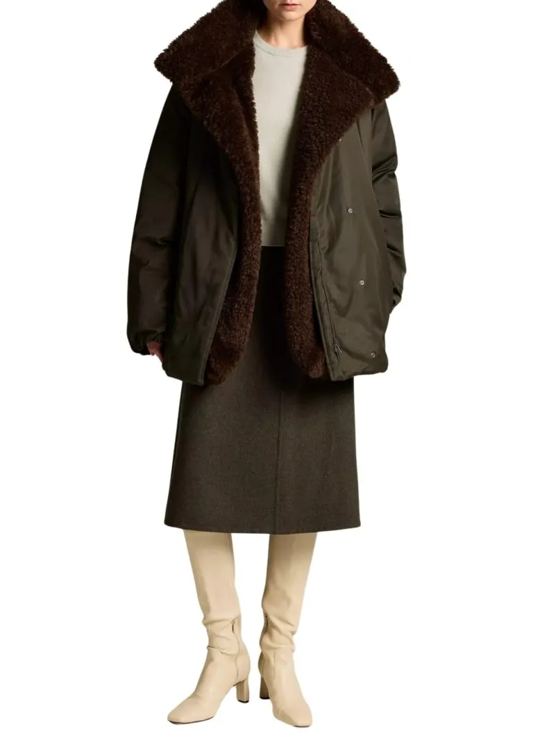 Faux-Fur-Lined Puffer Coat - Grønn