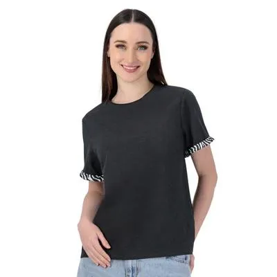 Blusa Mxstaza Mujer Manga Corta Con Detalles Animal Print