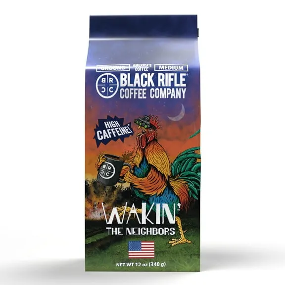 Black Rifle Coffee Company Wakin the Neighbors Extra High Caffeine, Medium Roast, Ground Coffee, 12 oz