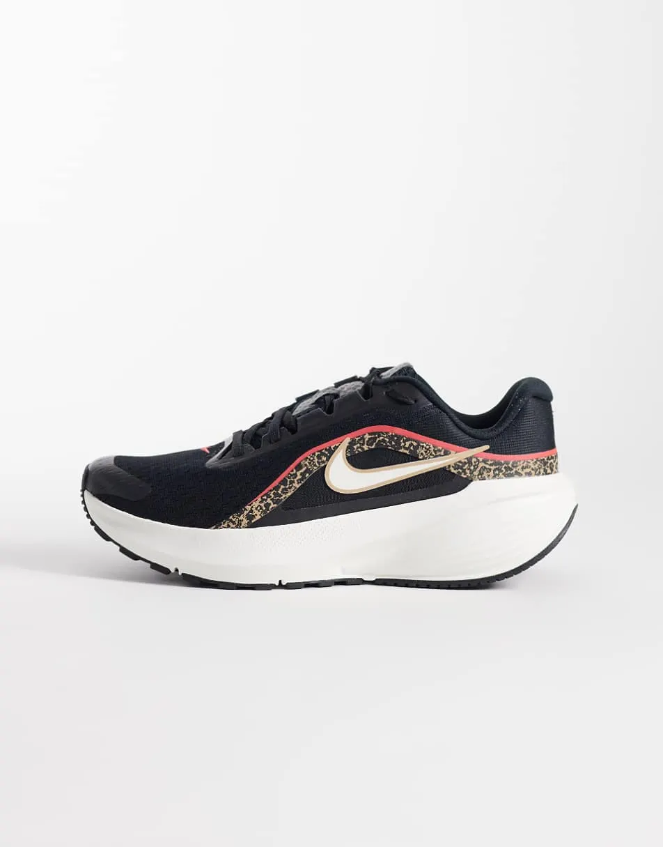 Nike Running Downshifter 14 trainers in black and animal print