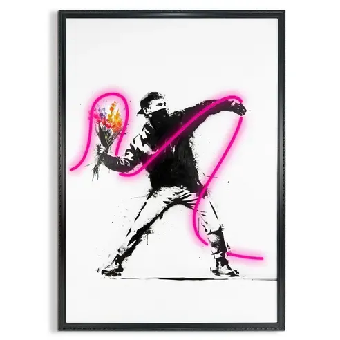 LED-Bild GRAFFITI THROWER - gerahmt - Timer - 70x100 cm