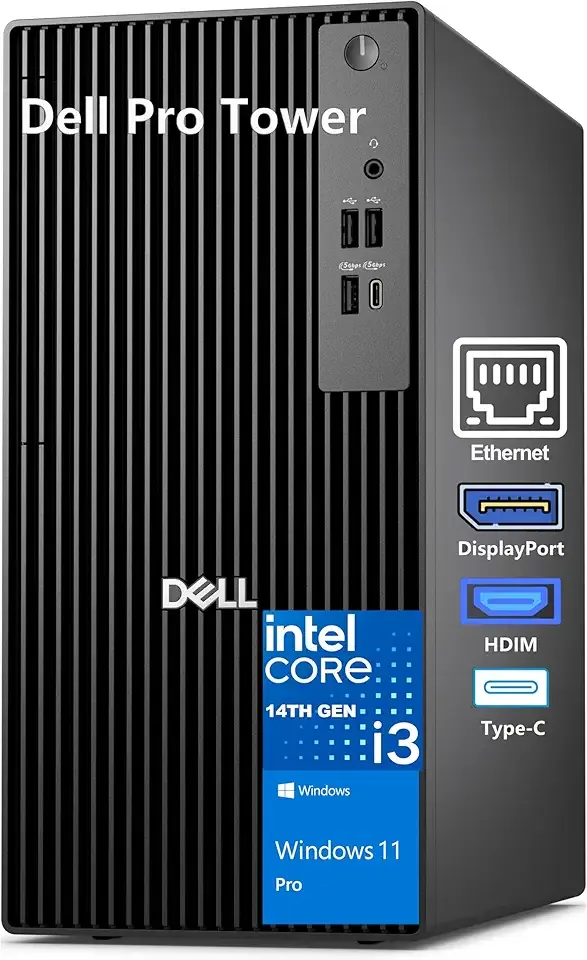Dell Desktop Computers Pro Tower PC for Home and Business, 14th Gen Intel 4-Core Processor, 16GB DDR5 RAM, 512GB PCIe SSD, DisplayPort, HDMI, Support Dual Monitor, Office 365, Windows 11 Pro
