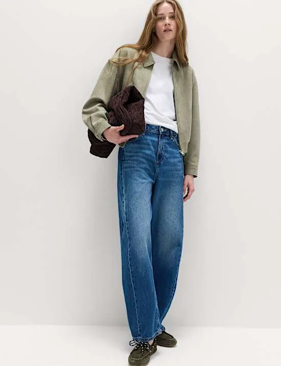 Mittelhohe Barrel-Jeans