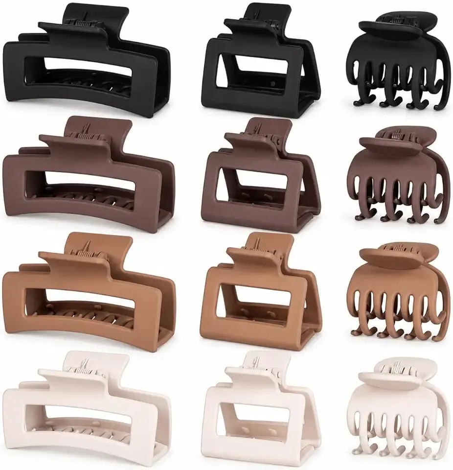 12 Pcs Hair Clips for Women 3 Styles Small Medium Large Claw Clips for Thin Thick Hair, Strong Hold Non-Slip Matte Hair Accessories