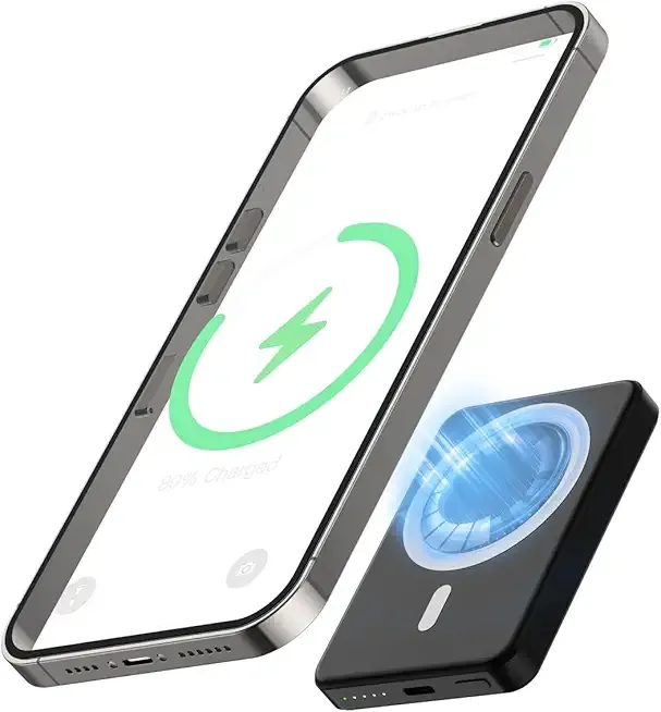 5000mAh Magnetic Portable Charger, Ultra Slim Magnetic Power Bank with USB-C Cable Compatible with iPhone 17/16/15/14/13/12 Series