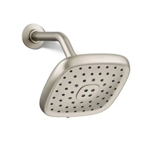 KOHLER Fordra 3-Spray Patterns 6.817 in. Wall Mount Fixed Shower Head in Vibrant Brushed Nickel