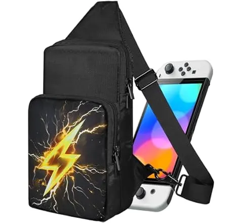 Gurgitat Travel Bag for Nintendo Switch 2 2025/Switch/Lite/OLED - Cute Sling Crossbody Shoulder Carrying Storage Backpack for Teens for Nintendo Accessories Storage, Lightning