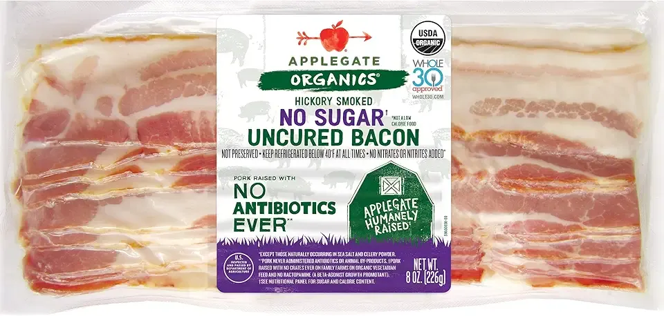 Applegate, Organic No Sugar Uncured Bacon, 8 oz
