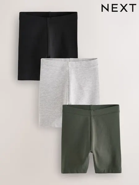 Black/ Khaki/ Grey Cycling Shorts 3 Pack (3mths-7yrs)