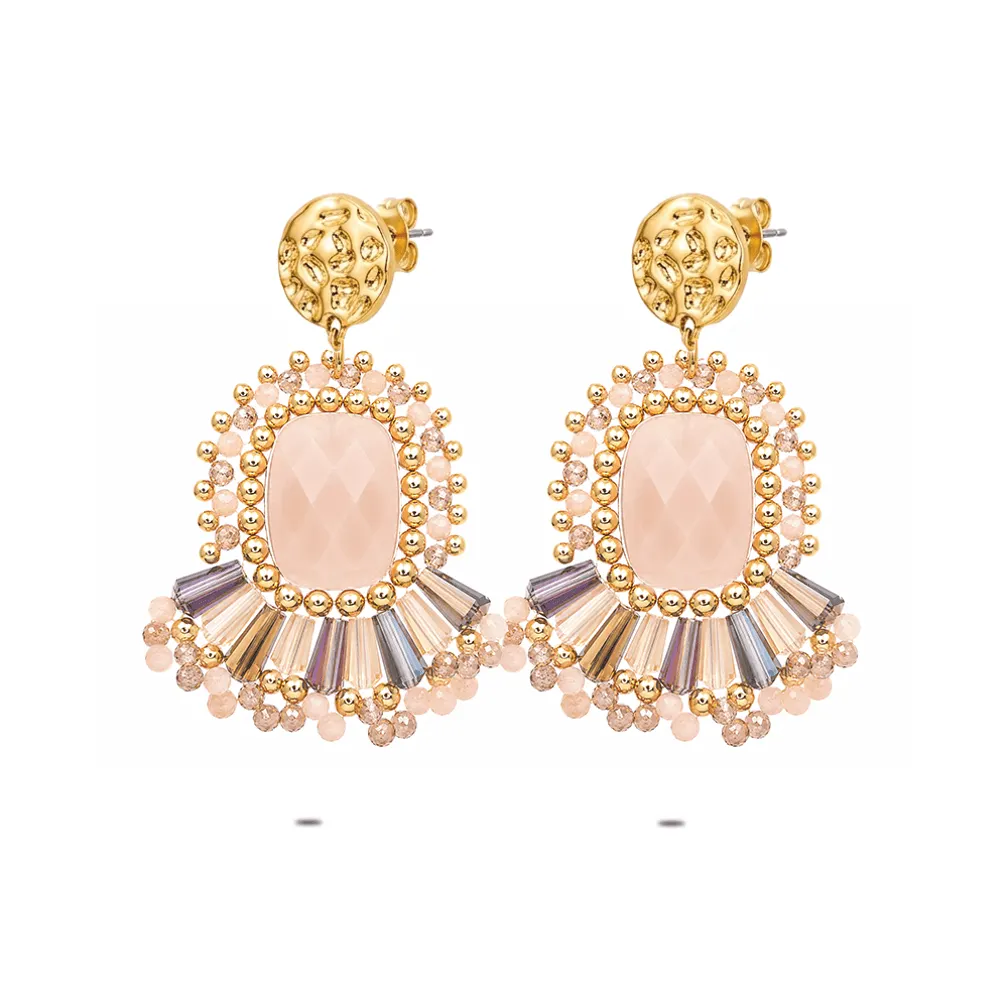 Oorbel in high fashion, grote ovale steen