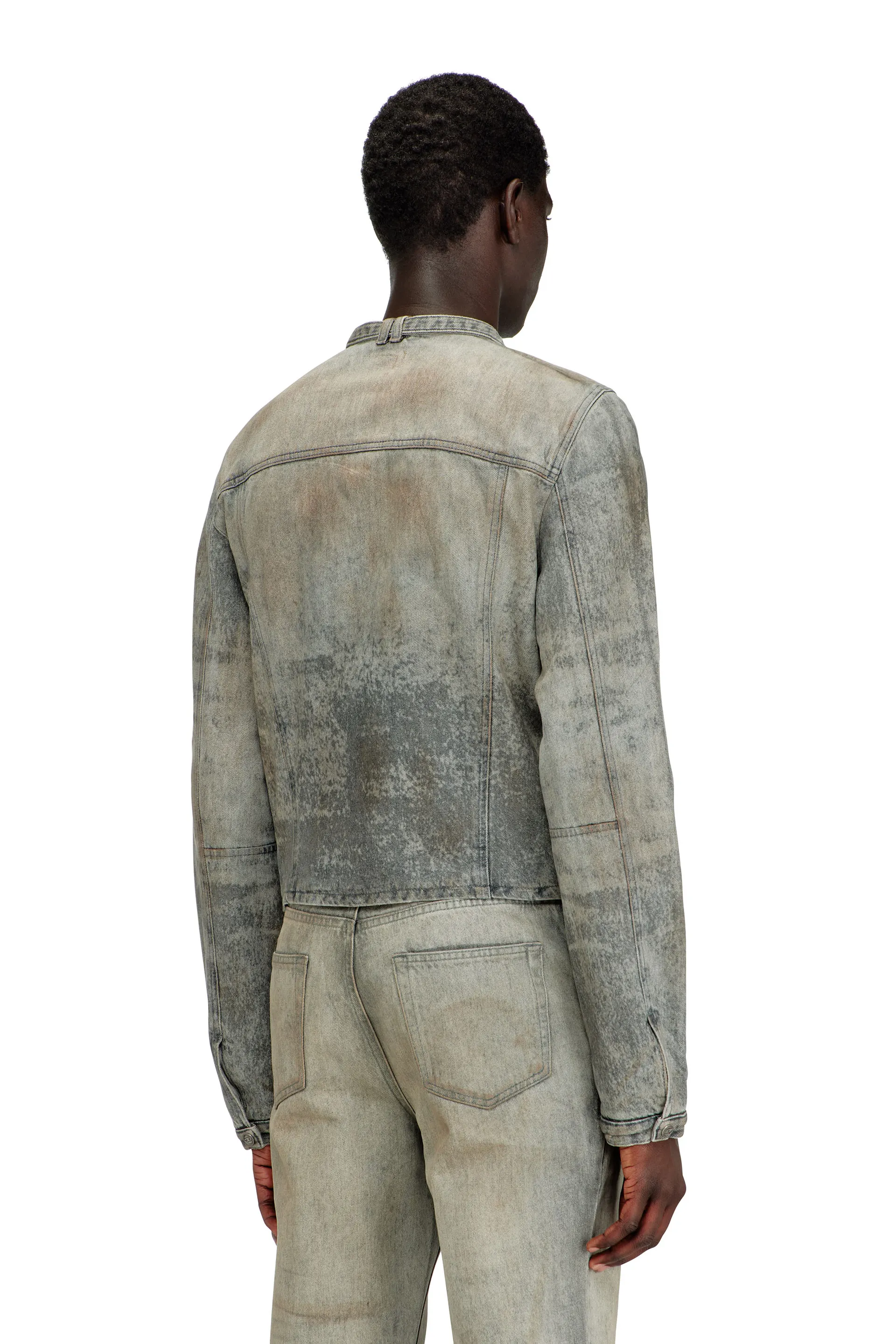 Jacket in cotton-hemp satin denim