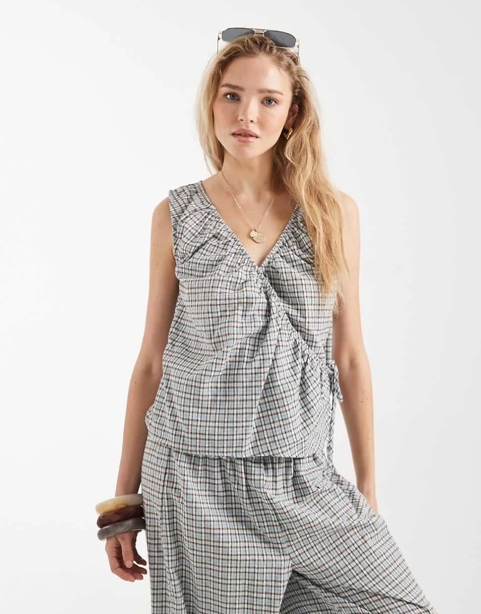 ASOS DESIGN elasticated waist co-ord trouser in check