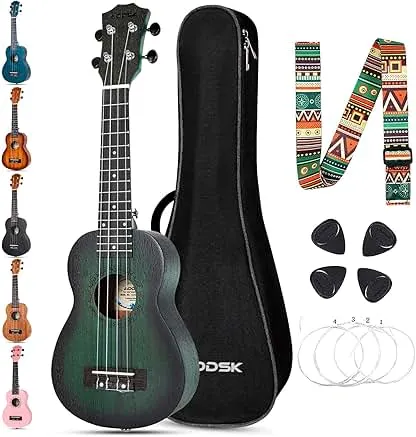 AODSK Soprano Green Ukulele for Beginner 21 Inch Ukelele…