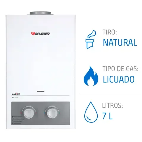 Calefont Gas Licuado 7 Litros Tiro Natural Ionizado