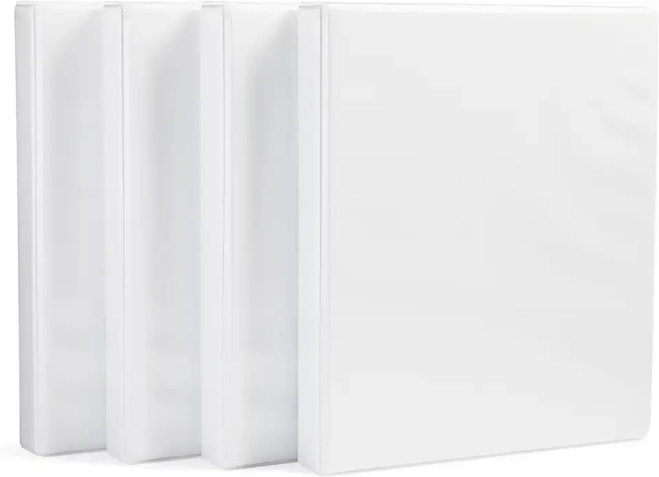 Amazon Basics 3-Ring Binder, 1-Inch - White, 4-Pack
