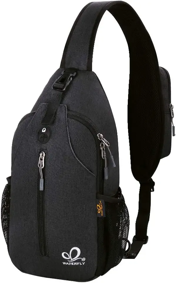 Crossbody Sling Backpack Sling Bag Travel Hiking Chest Bag Daypack (Black)