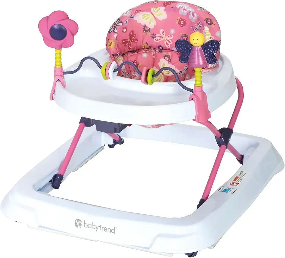 Smart Steps Trend Activity Walker with Removeable Toy Bar, Multi-Directional Front Wheels, Tray, Adjustable Height and Flat Fold Frame for Storage, Ages 6 Months +, Emily Pink