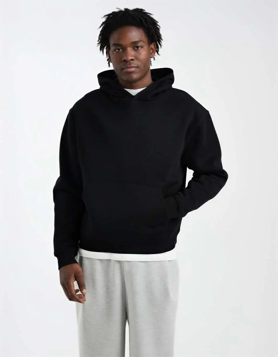 ASOS DESIGN essentials boxy hoodie in black