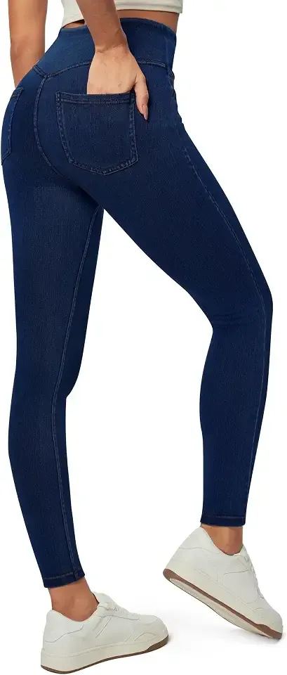 Stretchy Jeans for Women Trendy High Waist Pull On Jeggings Tummy Control Womens Skinny Jeans Leggings with Pockets