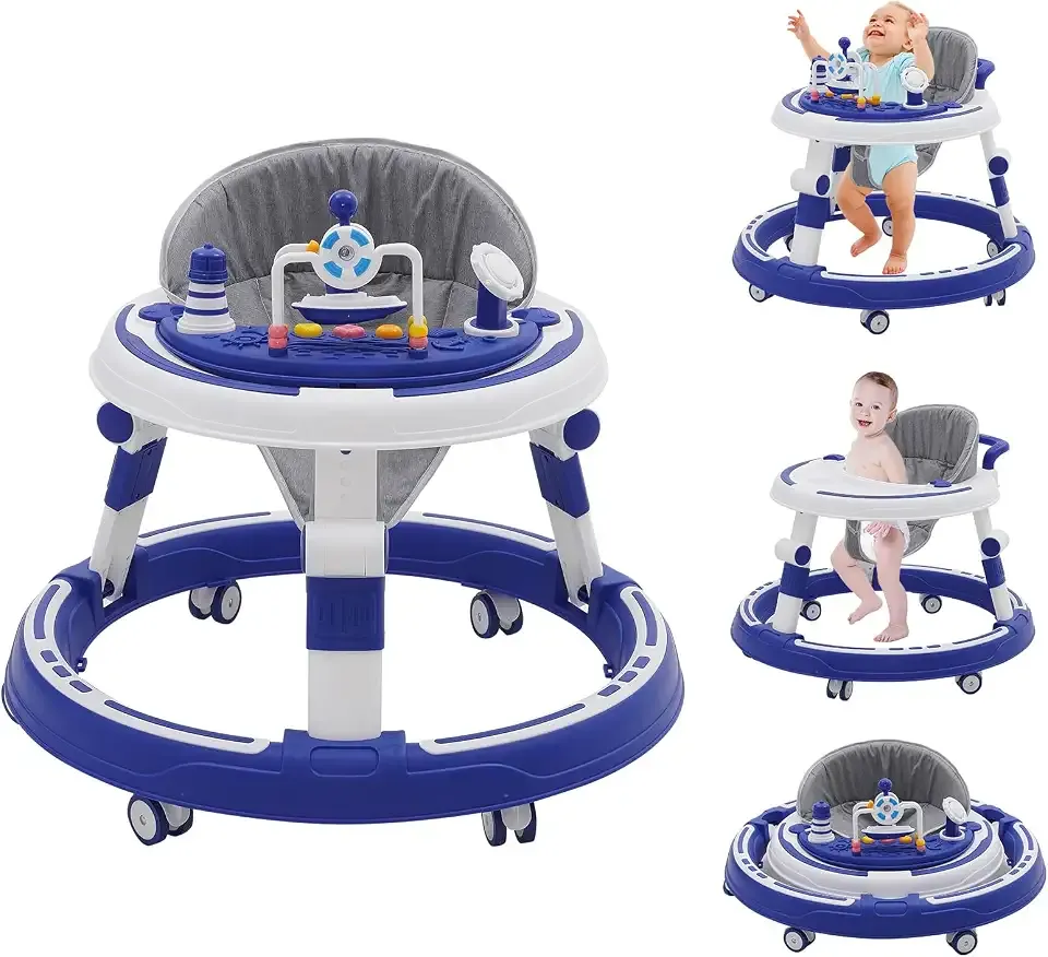 Baby Walker Kids Sit-to-Stand Walker Activity Center with Entertainment Table Multifunctional Educational Push Toy for Boys Girls 6 Months+