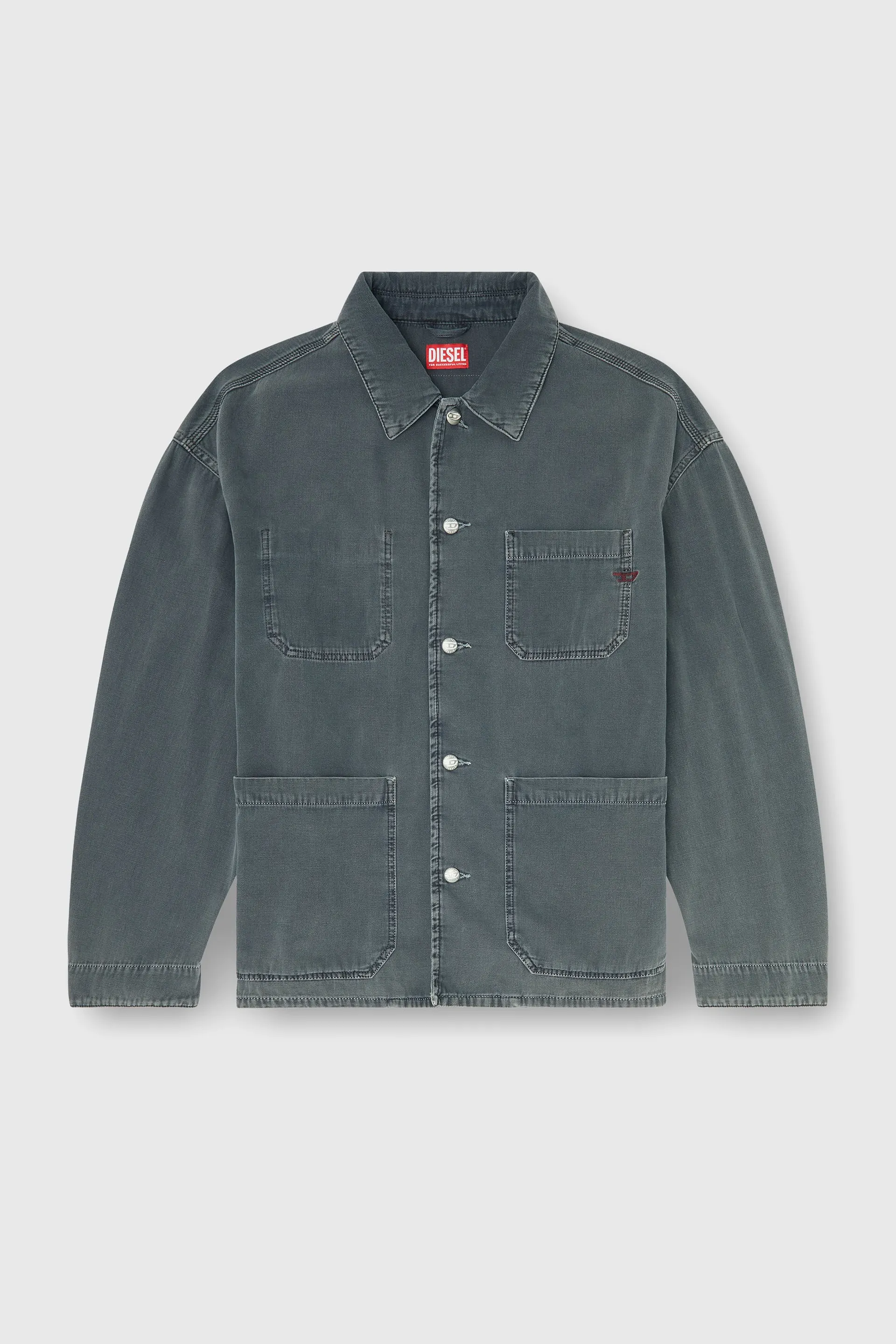 Utility-style jacket in coloured denim