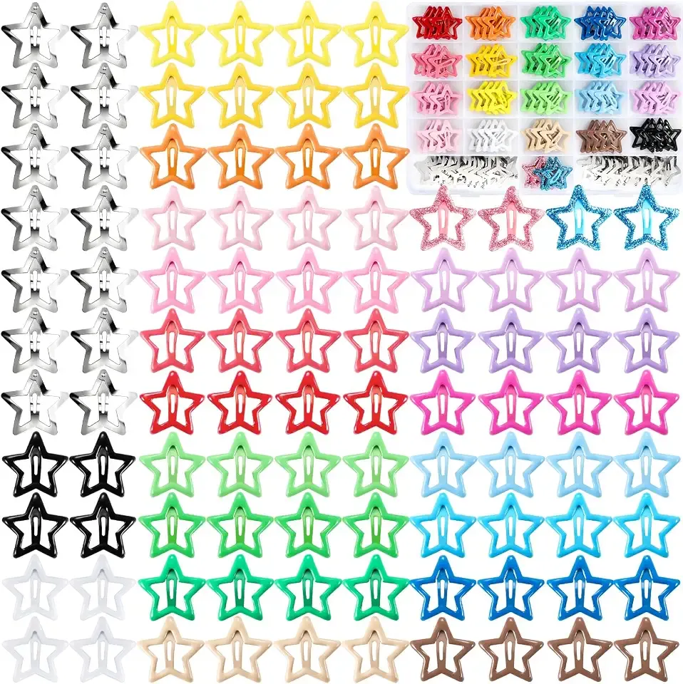 Funtopia 104pcs Star Hair Clips, Cute Hair Barrettes for Girls Women
