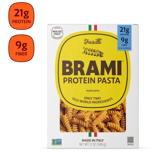 Best seller, Brami Fusilli High Protein Pasta, 21g Protein, High Fiber, Shelf-Stable Noodles, 12 oz Box, $3.28