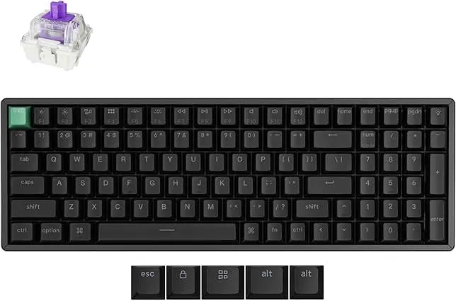 Keychron K4 HE 96% Wireless Hall Effect Keyboard with Number Pad, Rapid Trigger Magnetic Switches, QMK Launcher, 2.4GHz/Bluetooth/Wired, Mac & Windows, Aluminum Frame, Black (Shine-Through)