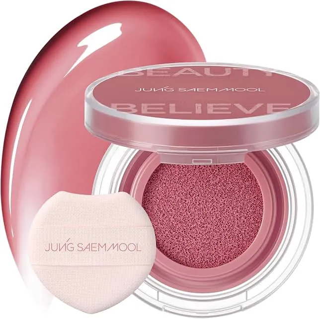 JUNG SAEM MOOL Artist Cushion Blush Dewy | Rare Rose | dewy fishish liquid blush, 10 color cheek makeup, cheek tint, korean beauty face blush