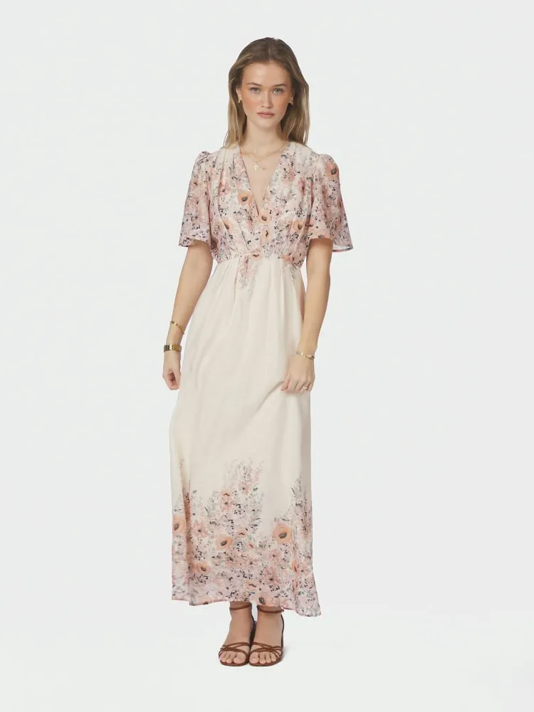 Serna Flower Print Dress Burned Powder