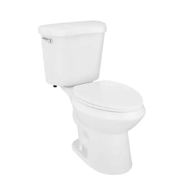 Glacier Bay 12 in.​ Rough In 2-​Piece 1.​28 GPF Single Flush Elongated Toilet in White, Seat Included