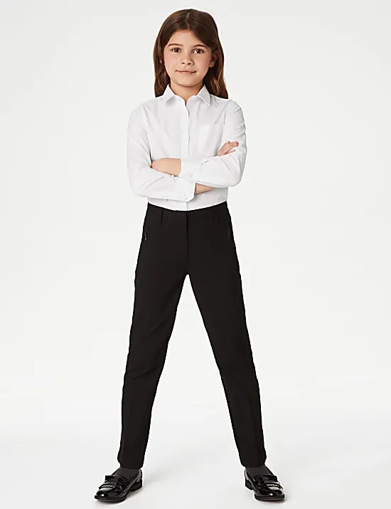 2 Pack Girls' Slim Fit Non-Iron School Shirts (2-18 Yrs)