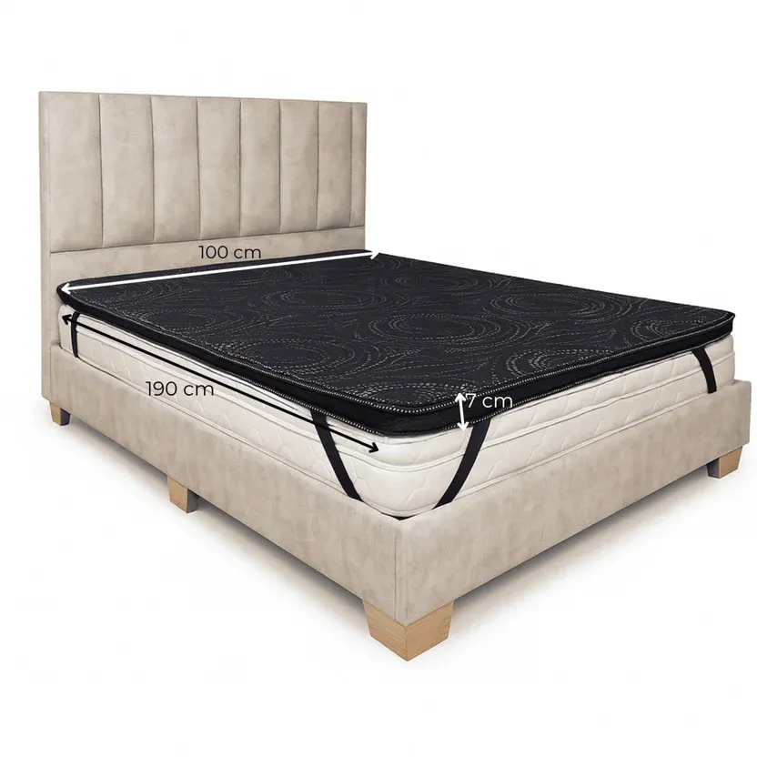 Colchoneta Topper 100x190 en Jackard Negro