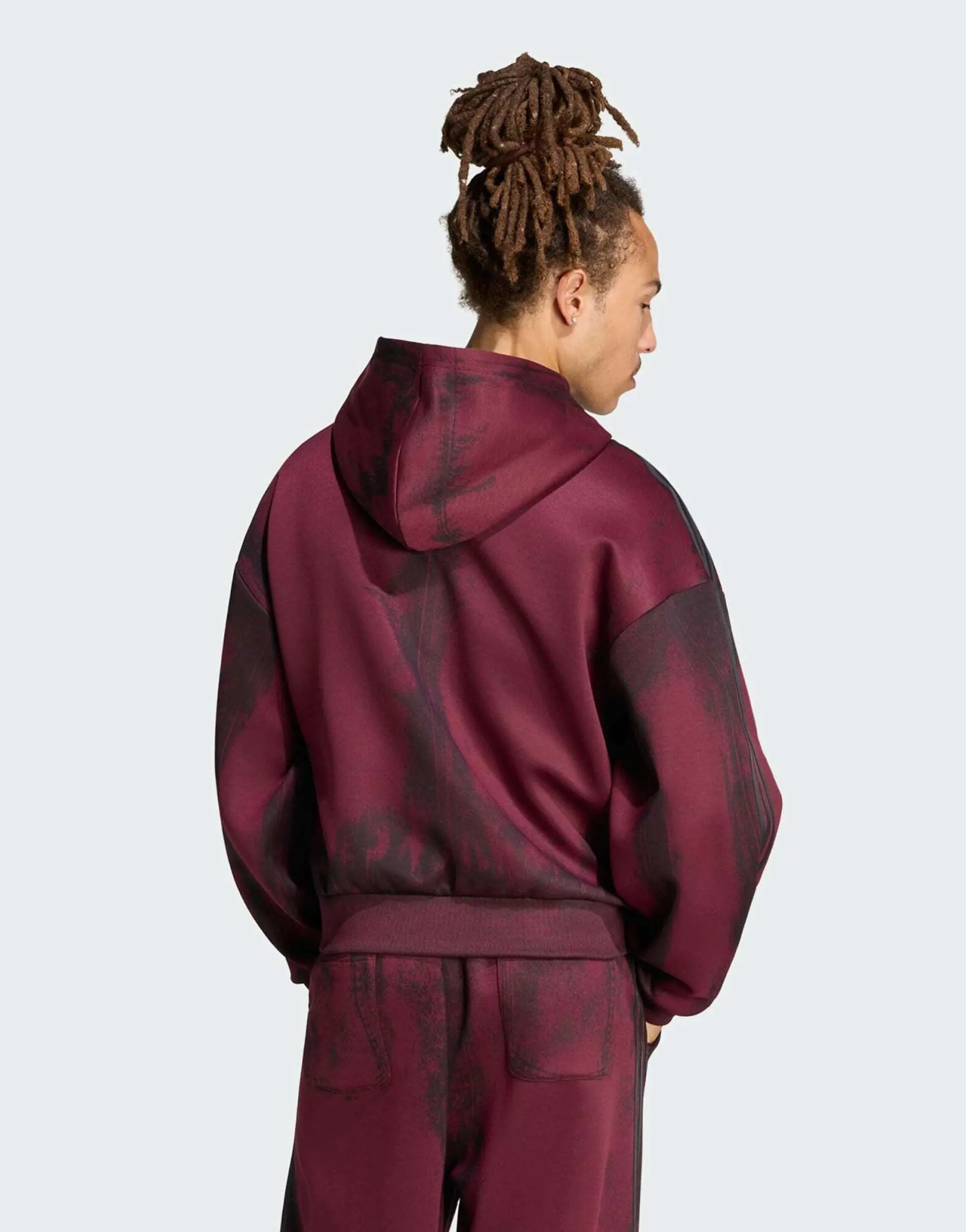 adidas Originals Adilenium 6 full zip spacer hoodie sweatshirt in maroon