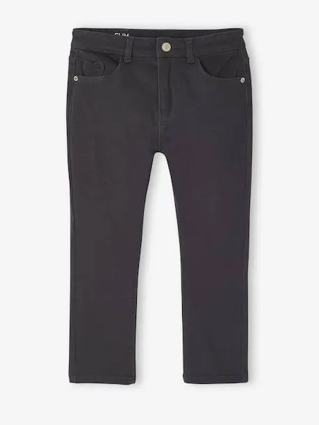 Pantalon slim fille morphologique large - anthracite