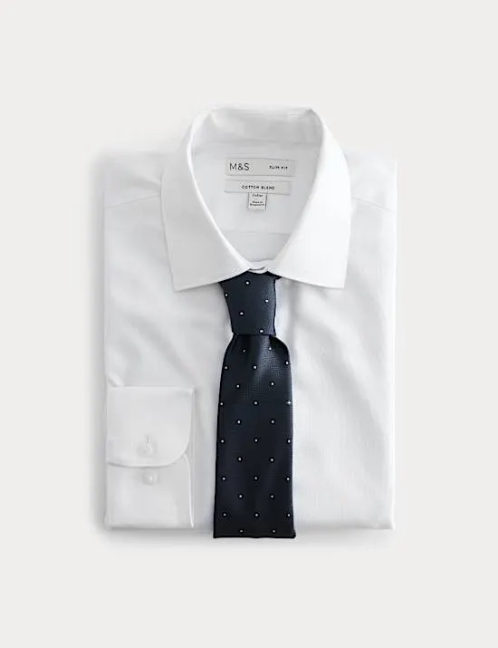 2-tlg. Set mit bügelleichtem Slim Fit Hemd und Krawatte