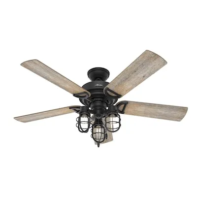 Boltz III Easy2Hang 52-in Matte Black with Black Blades LED Ceiling Fan With Light and Remote Control Included 5 -Blade