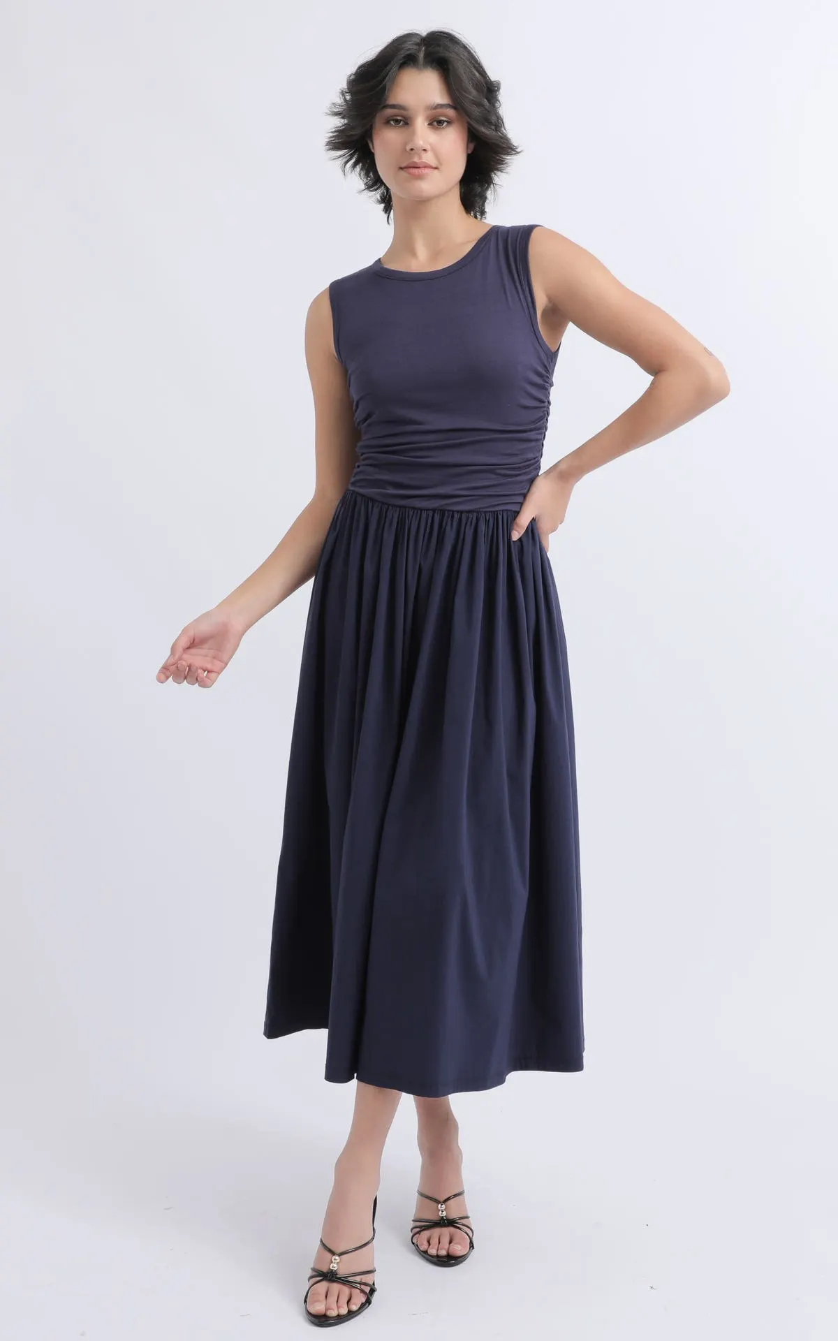 Jersey Poplin Midi Dress