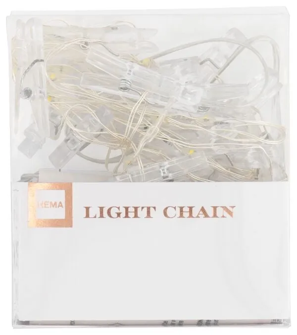 lichtsnoer 3.25m met 20 lampjes en 19 clipjes