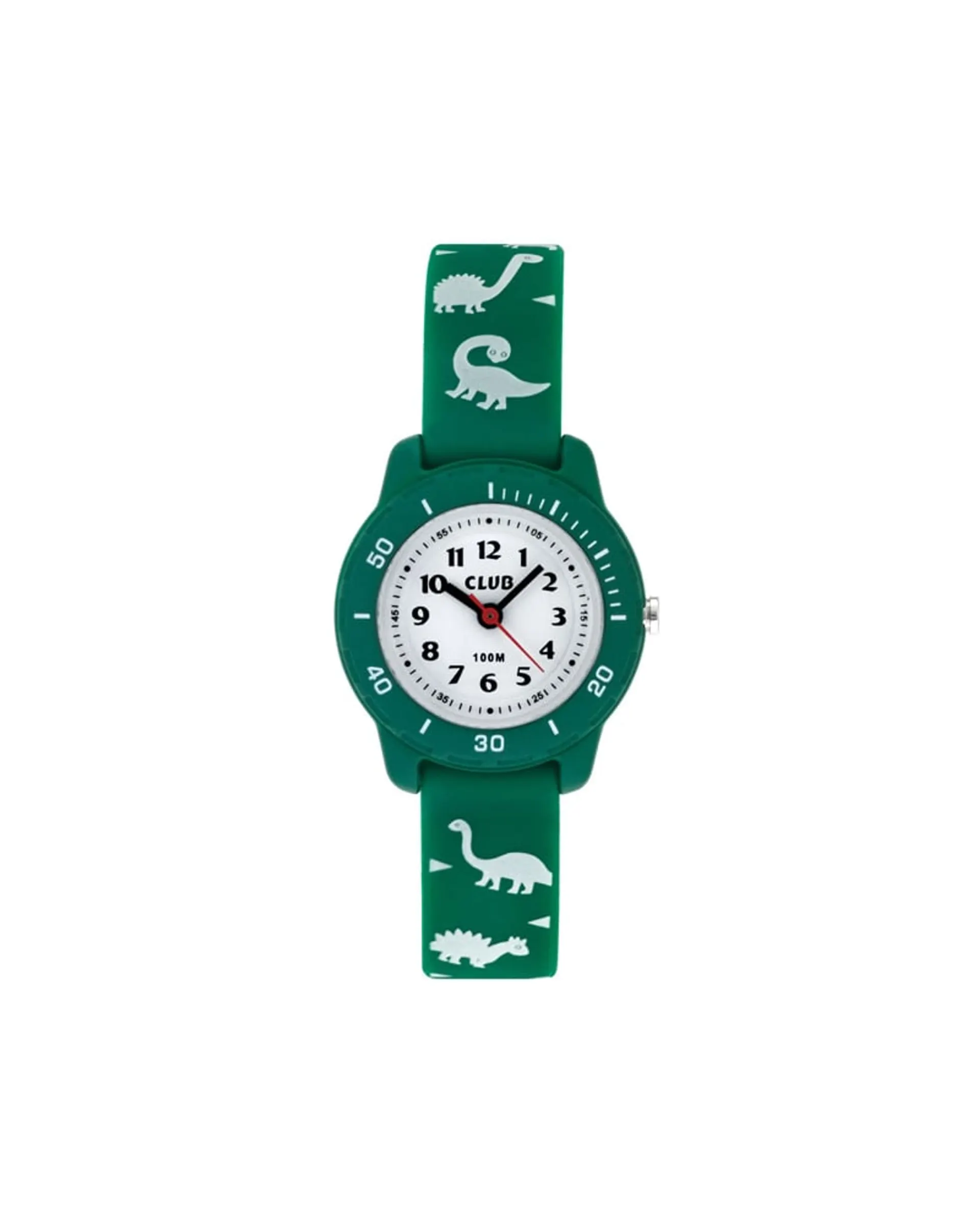 Dinosaur barneklokke med grønn silikon rem (27mm)