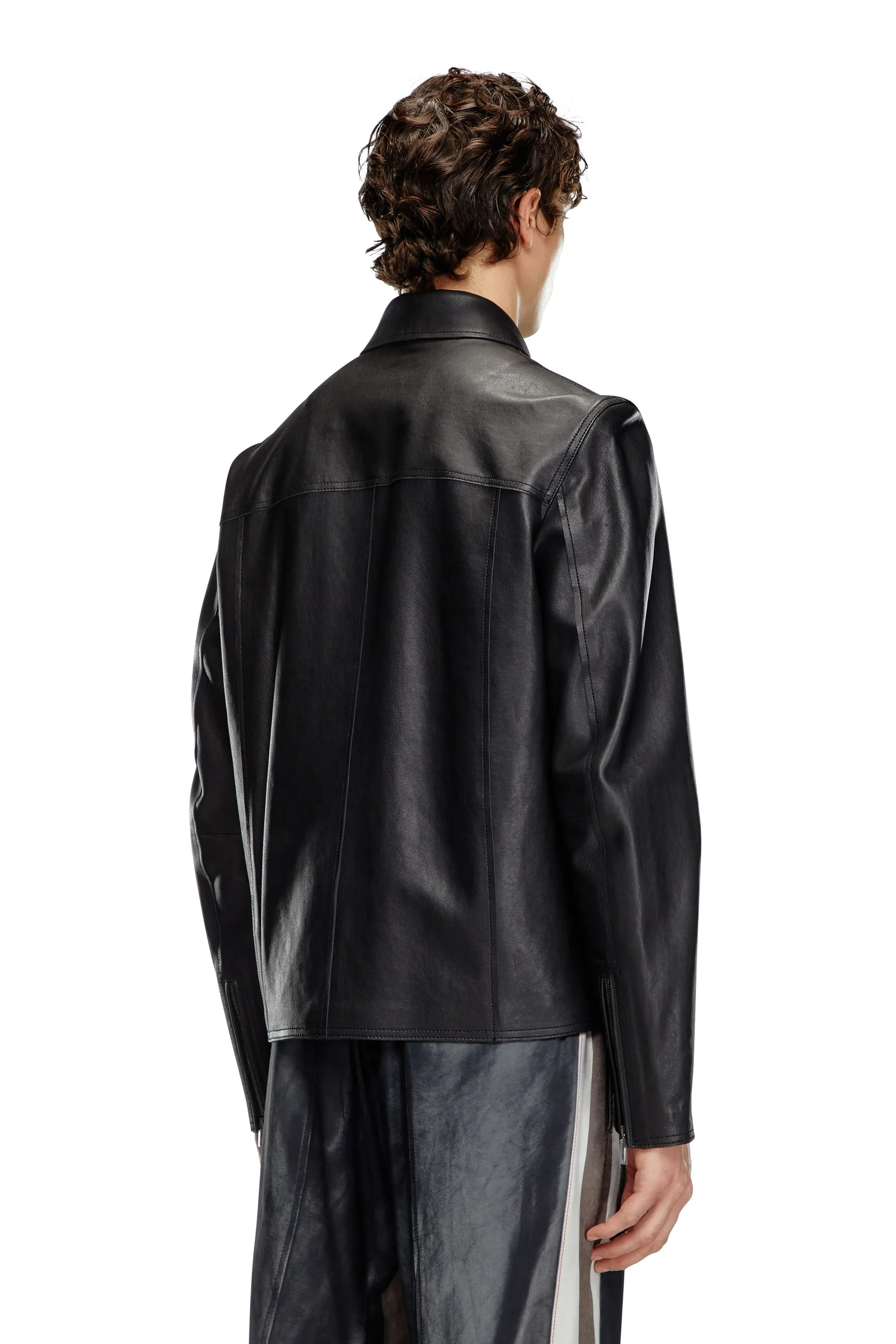 Leather jacket with embossed Oval D