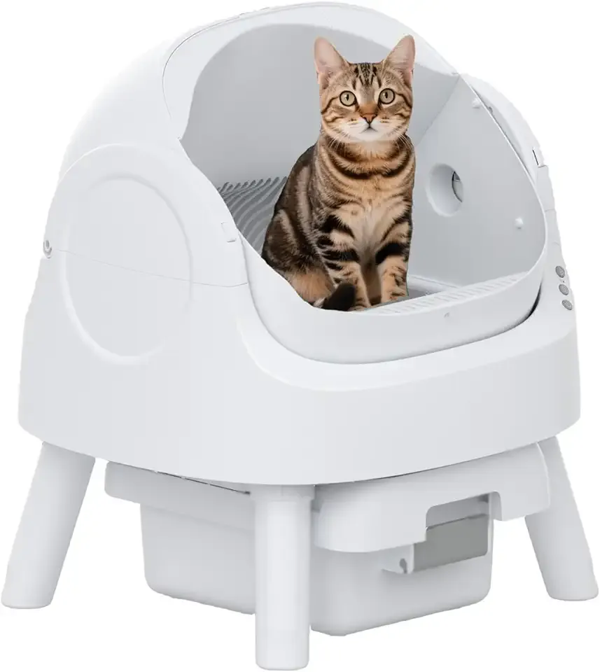 Self Cleaning Litter Box, Large Capacity Automatic Cat Litter Box for Multiple Cats, White