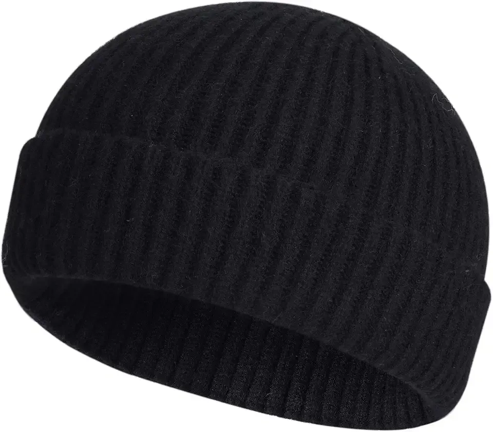 Swag Wool Knit Cuff Short Fisherman Beanie for Men Women, Winter Warm Hats